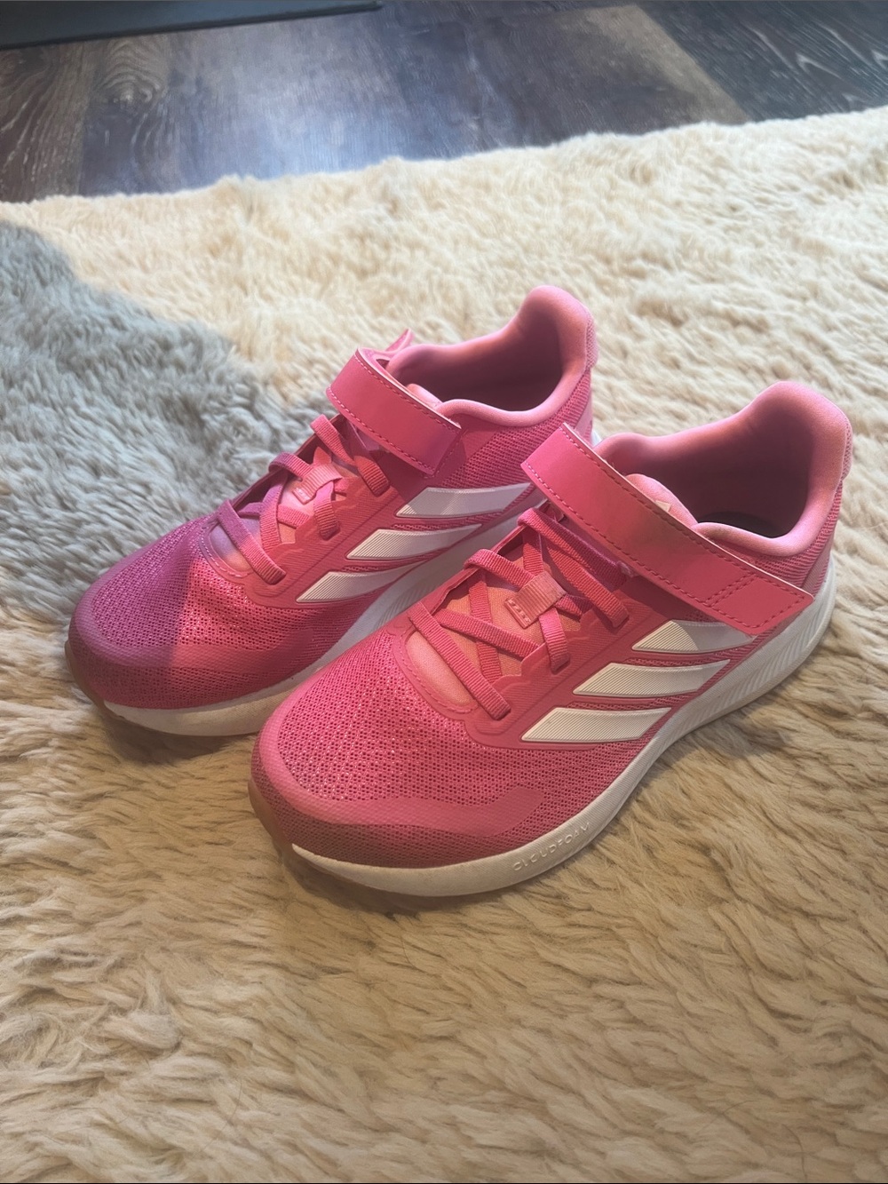 adidas Kids Pink Athletic Sneakers with White Stripes